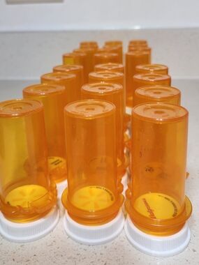 Amber Prescription Empty Pill Bottles with White Caps For Crafting 24 Ct.
